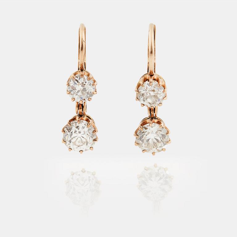 A pair of old cut diamond earrings.