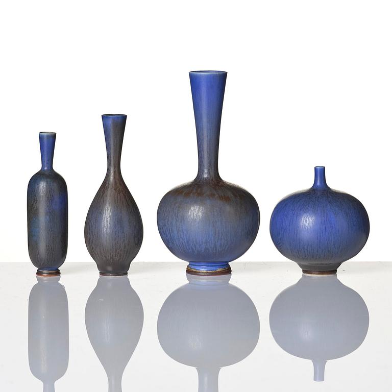 Berndt Friberg, a set of nine miniature stoneware vases, Gustavsberg Studio 1967-71.