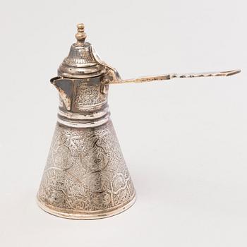 KAHVIKALUSTO, hopeaa ja lasia, Egypti 1970-luku.