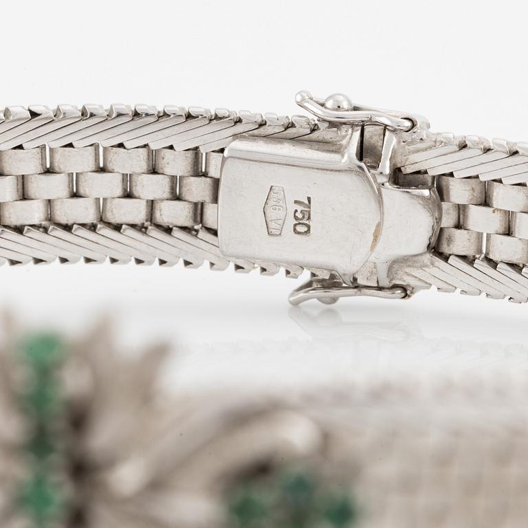 Bracelet, 18K white gold with emeralds, Italy.