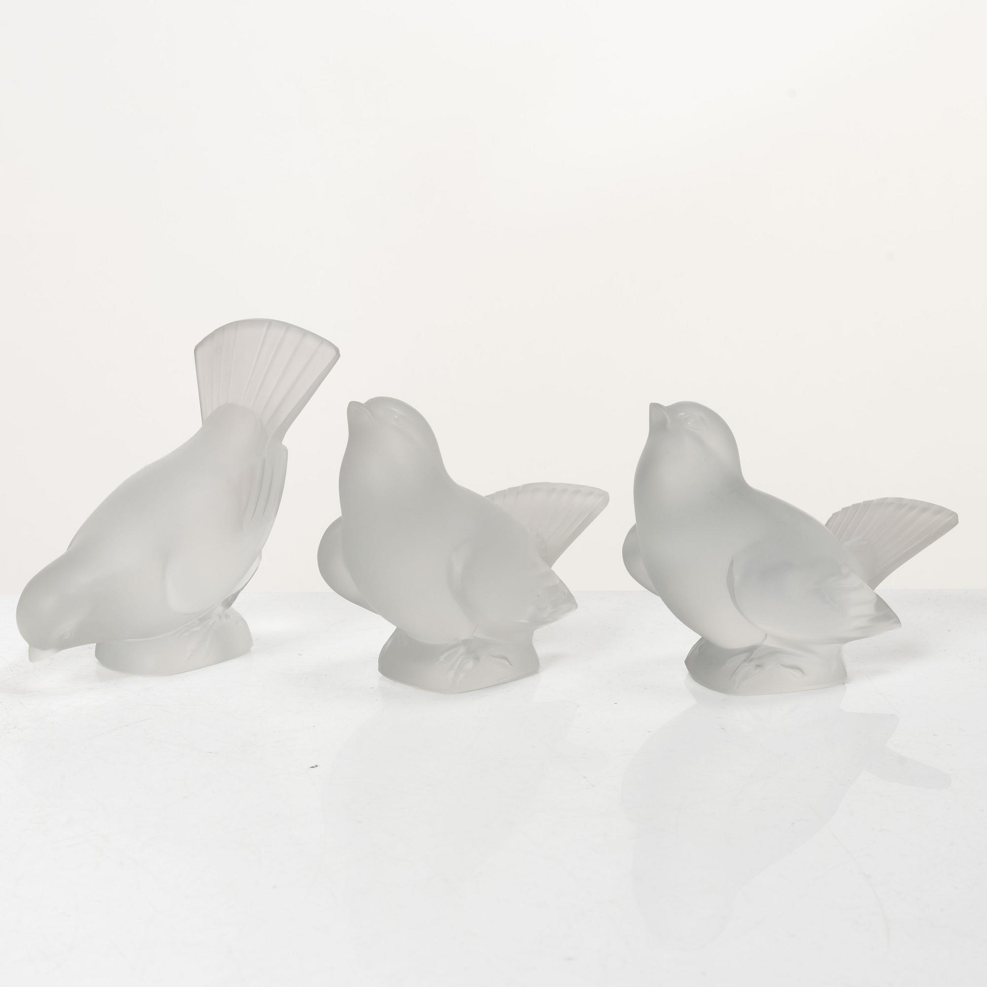 René Lalique, Six glass objects, Lalique, France, second half of the 20th century.