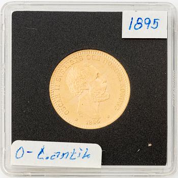 Guldmynt, Oscar II, 20 kronor, typ III, Sverige 1895.