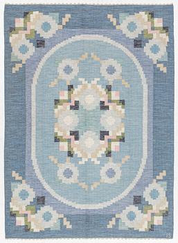 Ingegerd Silow, Rug, "Malmsjön" flat weave, signed IS, approx. 230 x 170 cm.