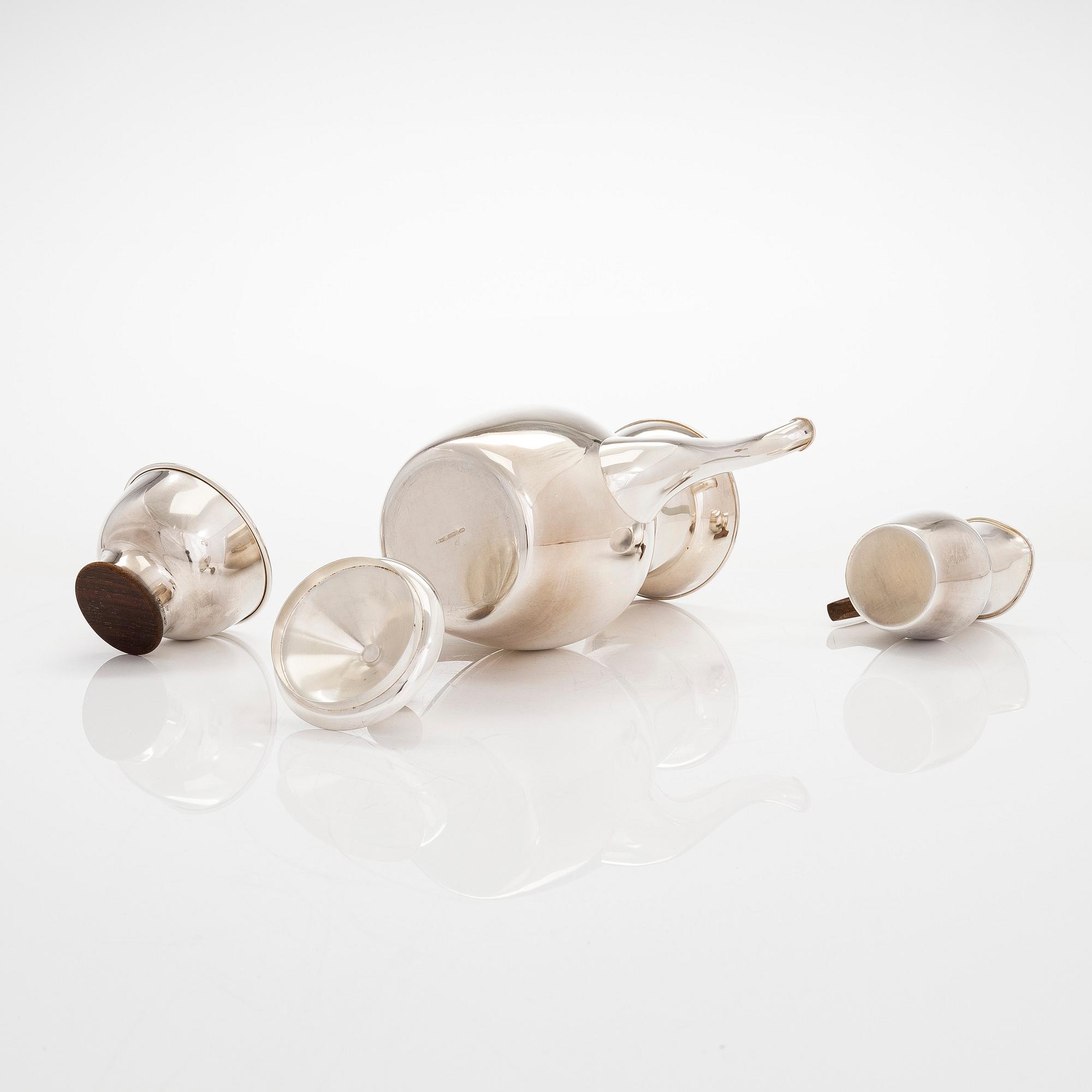 Tapio Wirkkala, a three-piece silver coffee set, Kultakeskus, Hämeenlinna 1962 and 1965.