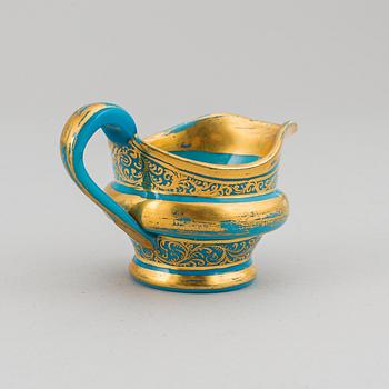 A set of three Russian turkoise glass ware, 19th Century.