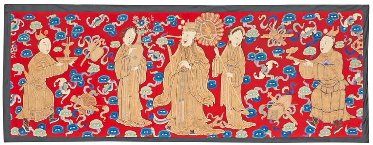 ANTIQUE CHINESE EMBROIDERY. 67 x 175 cm.