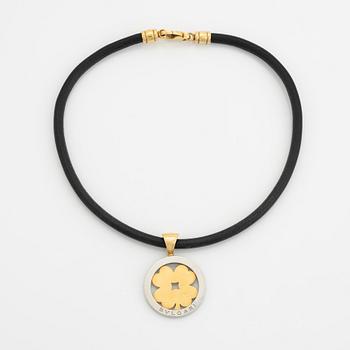 Bulgari, 18K gold and steel clover necklace.