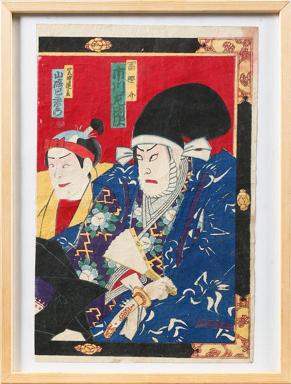 JAPANSKA TRÄSNITT, 3 st, 1800-tal.