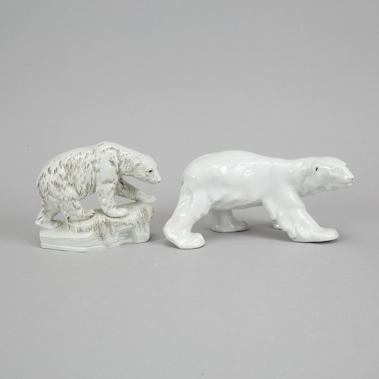 Five German porcelain polar bears.