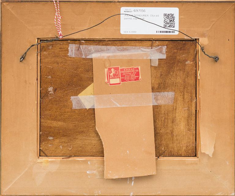 JULIUS SCHEURER. Olja på pannå, signerad.