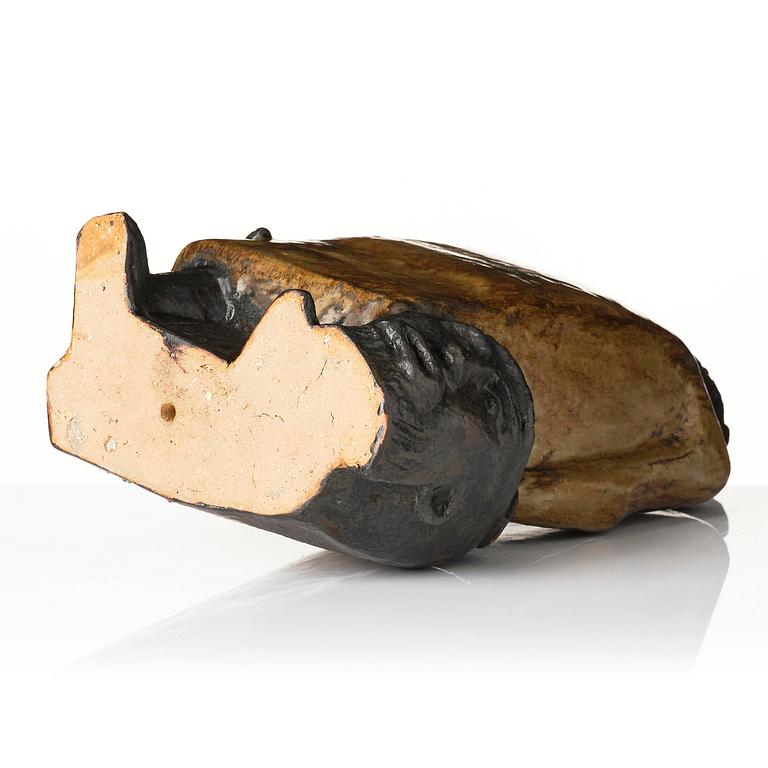 Åke Holm, a glazed stoneware sculpture, "David and Goliath", Höganäs 1950s.