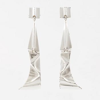 Björn Weckström, a pair of earrings "Silver Facets" for Lapponia, Finland 1987.