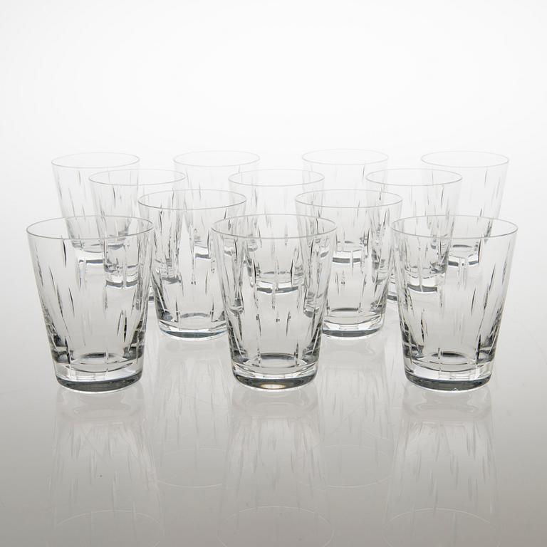 SAARA HOPEA 71-piece Inari crystal stemware set for Nuutajärvi. Designed in 1953.