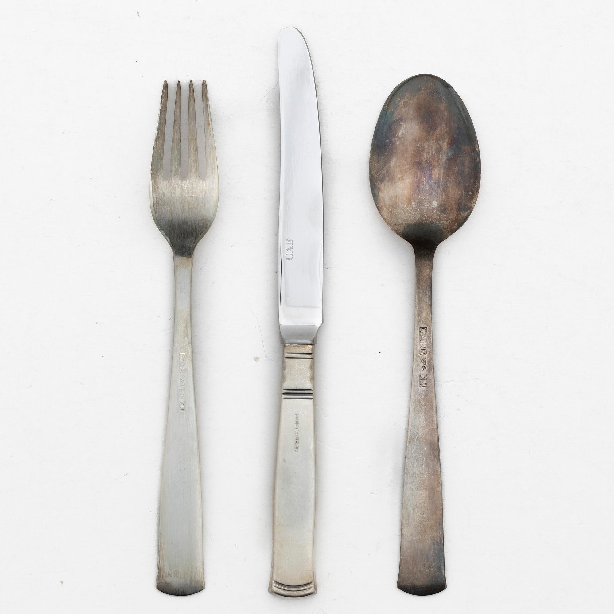 Jacob Ängman, Bestickservis, 16 delar, silver, "Rosenholm", GAB, Stockholm, 1960-2004.