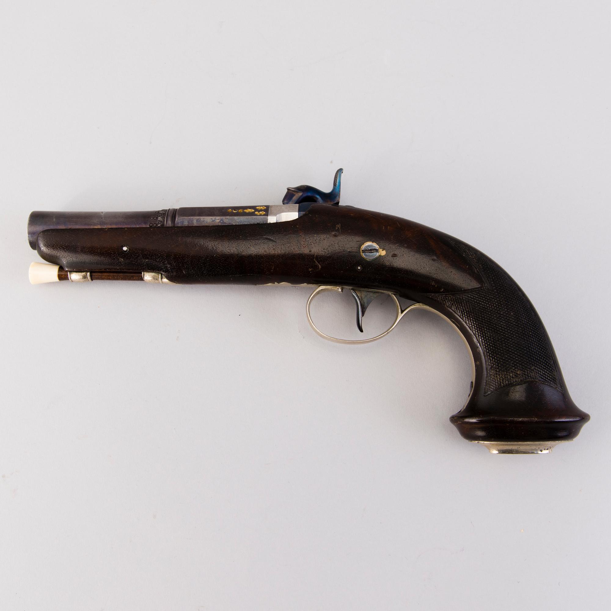 PERCUSSION LOCK PISTOL, mid 19th century.