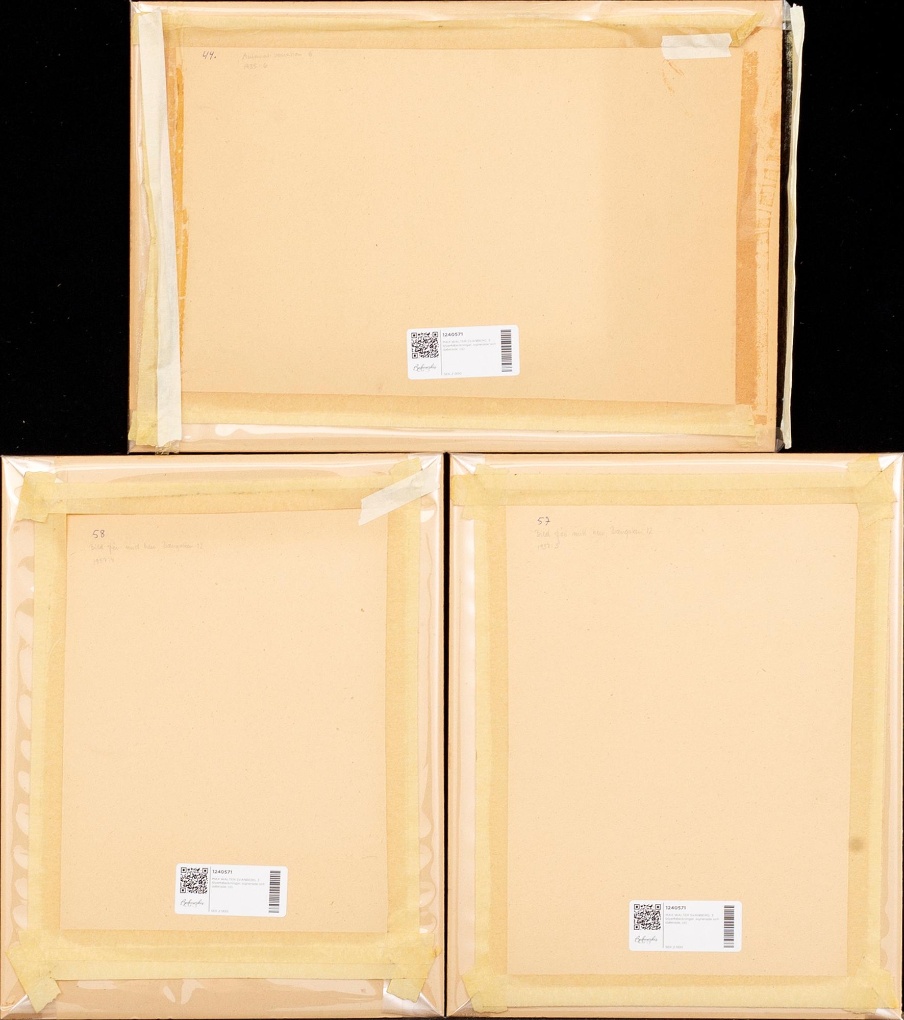 MAX WALTER SVANBERG, three signed and dated drawings.