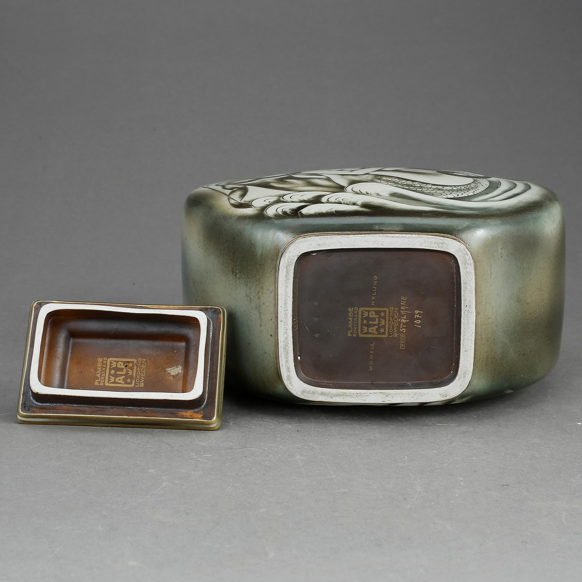 URNA med LOCK, stengods. "Flambé", Gunnar Nylund och Carl-Harry Stålhane, Rörstrand 1930/40-tal.