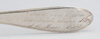 TESKEDAR, silver, 6 st, delvis Jacob Möller, Malmö, 1817. Tot vikt 202 gram.