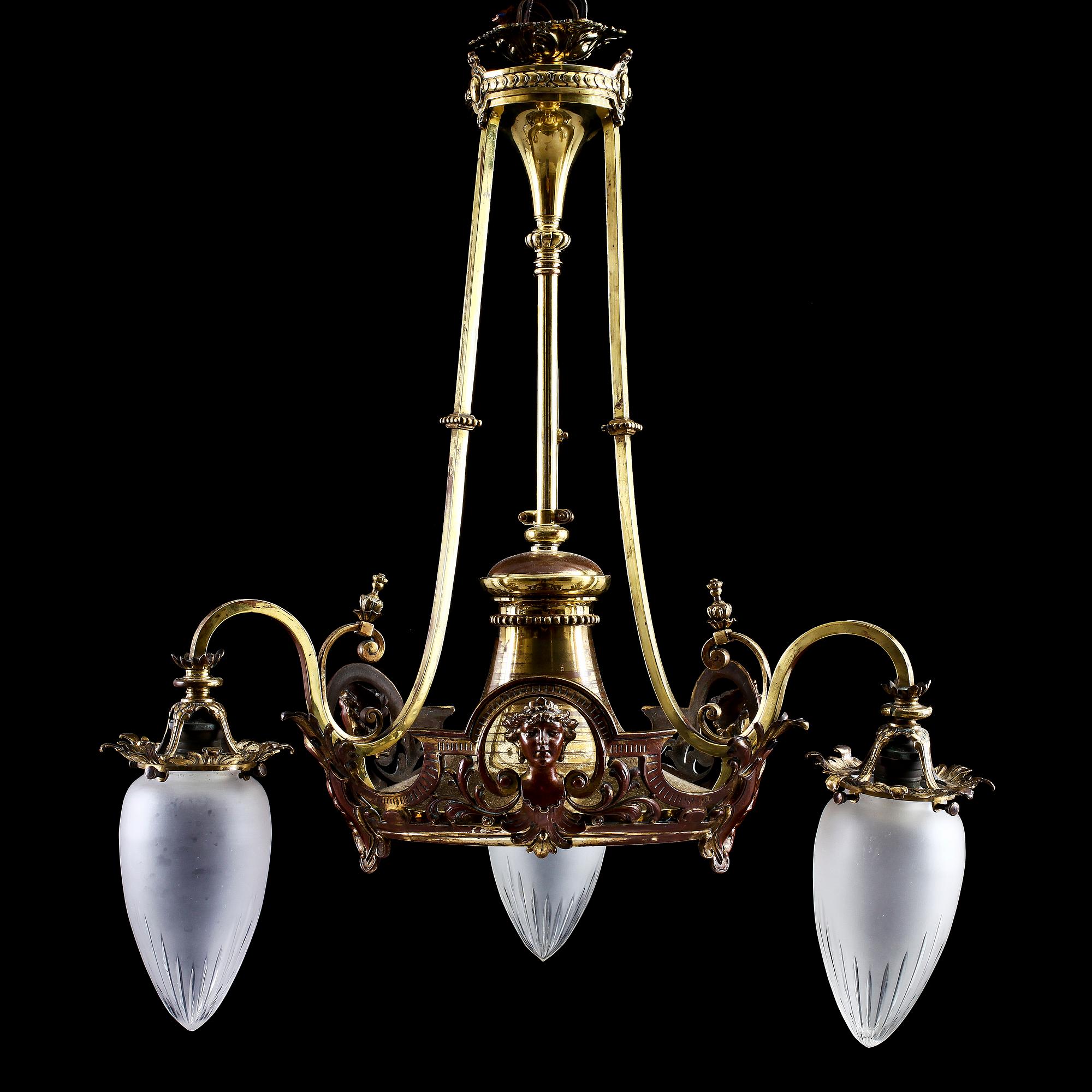 TAKLAMPA, nyrenässans, omkring sekelskiftet 1800/1900, h 85.