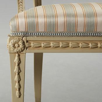 A pair of late Gustavian armchairs by Ephraim Ståhl (master in Stockholm 1794-1820).