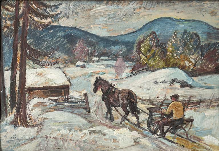 Acke Åslund, Horse in a winter landscape.
