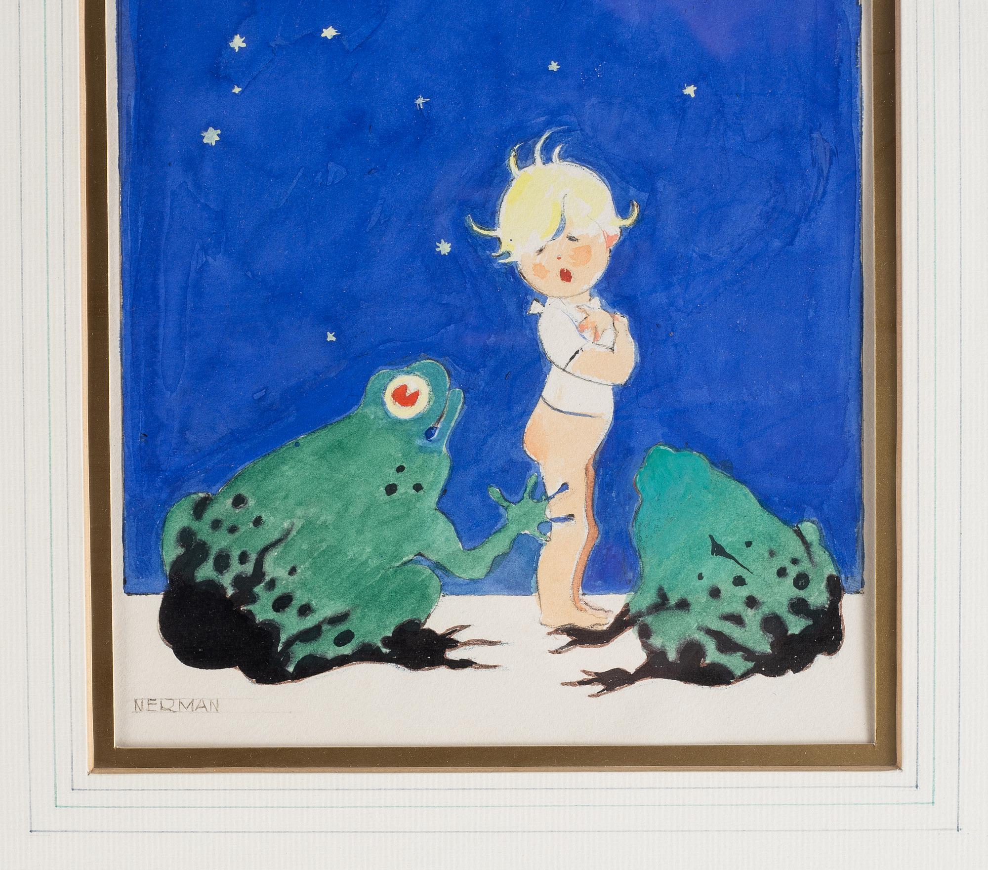 A signed mixed media by Einar Nerman.