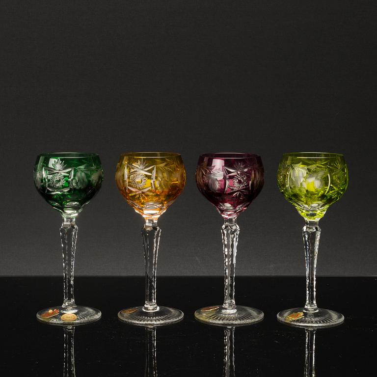 A set of nine glasses and a decanter, Germany later part of the 20th century.