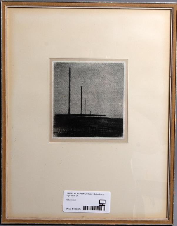 GUNNAR NORRMAN, kolteckning, sign o dat-57.