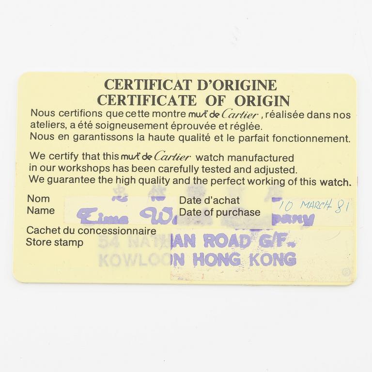 must de Cartier, Tank, "Trinity Dial", wristwatch, 20.5 x 20 (28) mm.