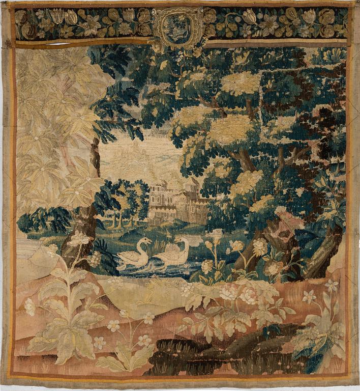 TAPESTRY FRAGMENTS, tapestry weave, ca 230 x 213 cm, Flanders and France 17th century and around 1900.