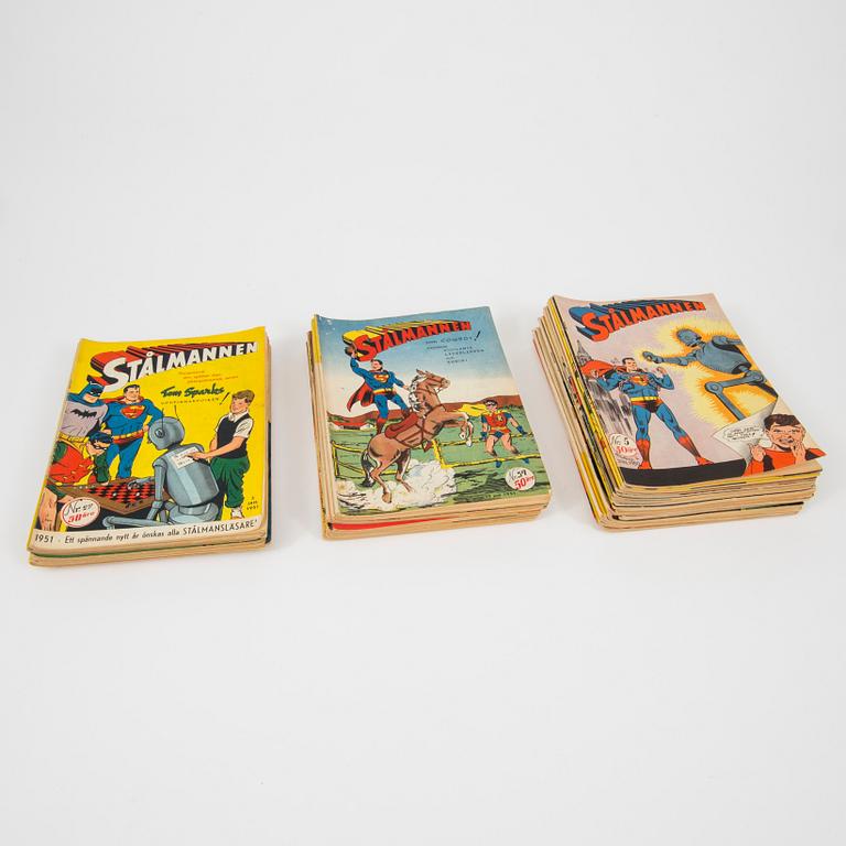 A set of "Stålmannen" comic books complete years 1950-1953.