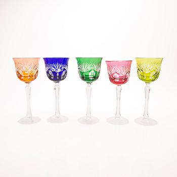 21 Bohemian-type glasses, 20th century.