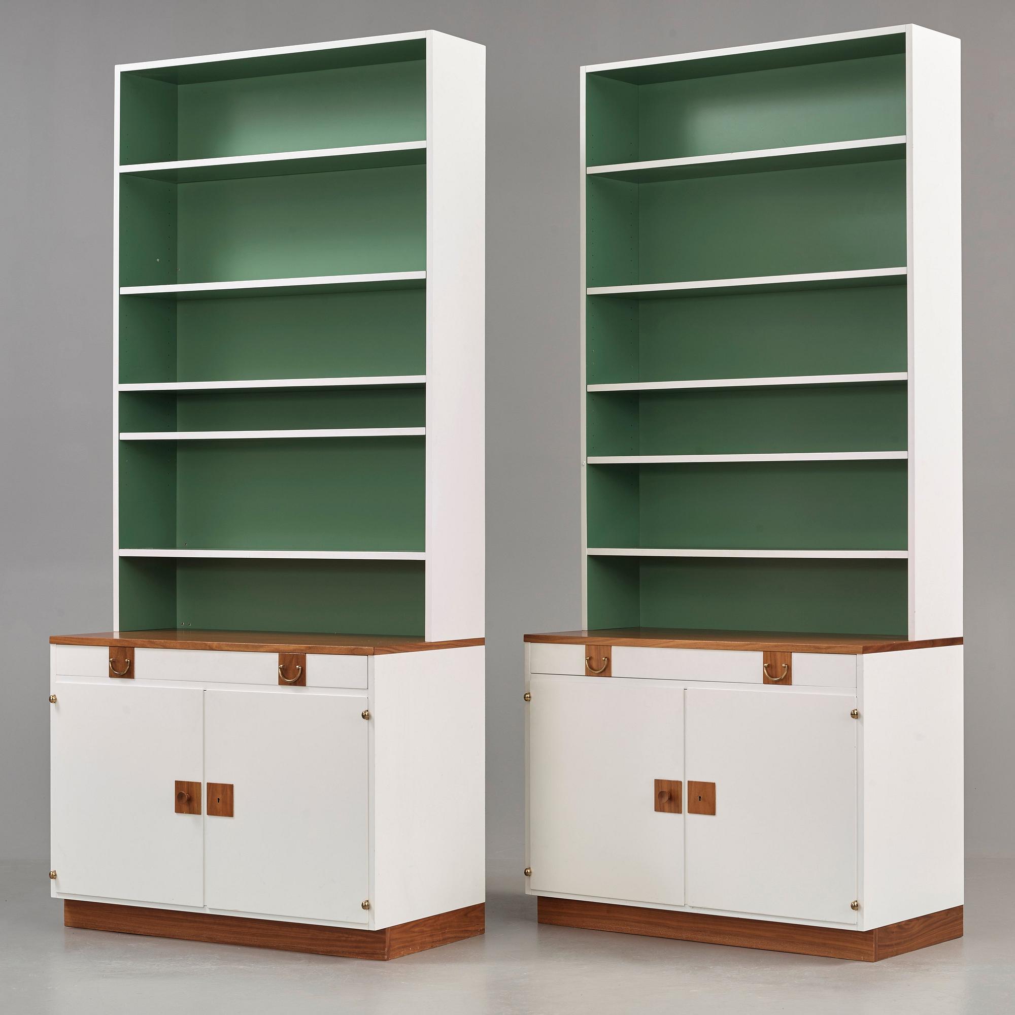 Josef Frank, two sections of bookshelves, Svenskt Tenn, model 2255, post 1985.