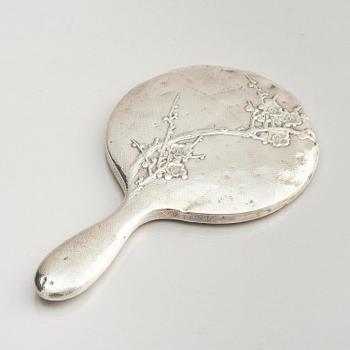 A Japanese five-piece silver garniture, Asahi, early 20th century.