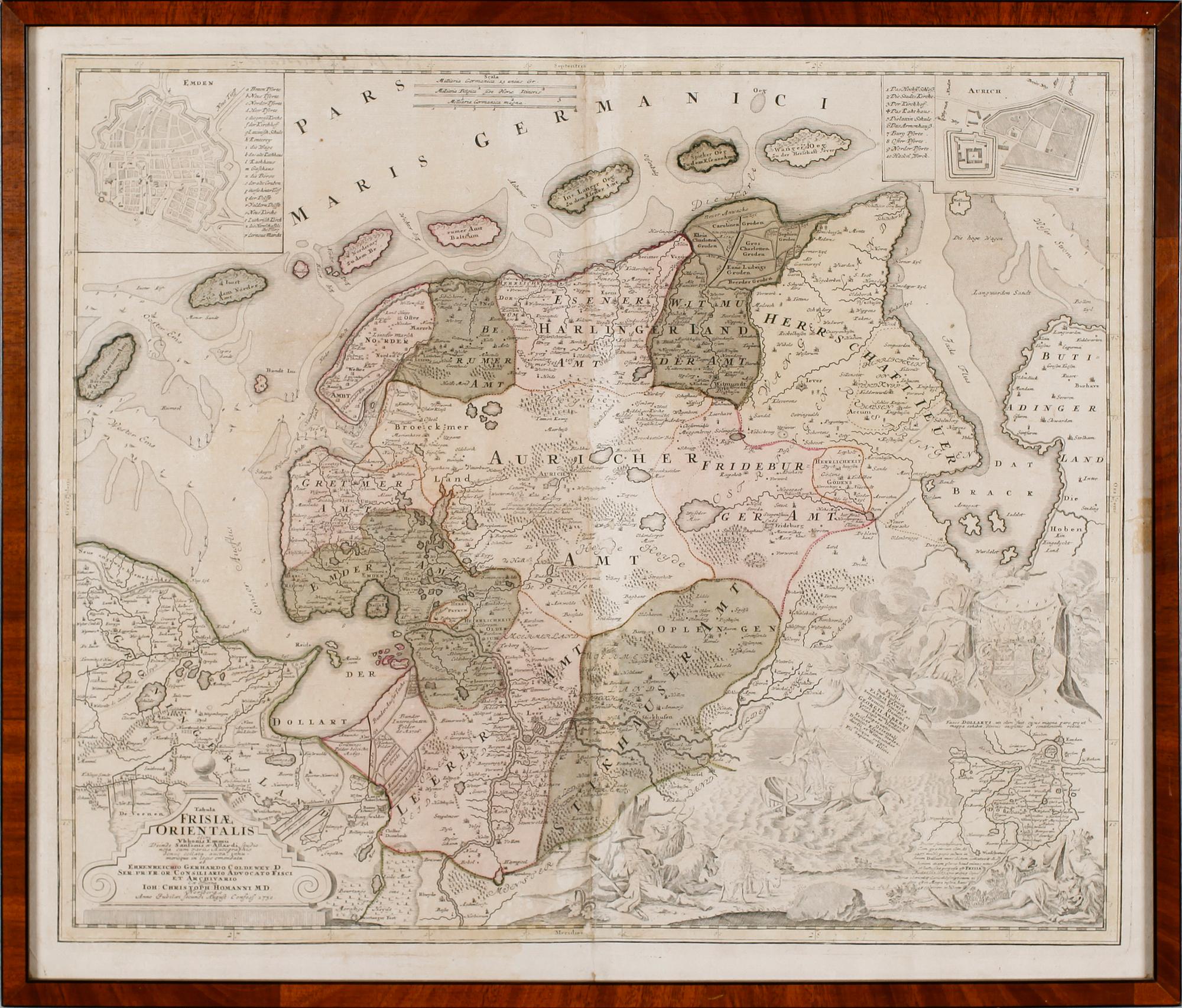 KARTA, koppartstick, Joh Christoph Homanni, daterad 1730.