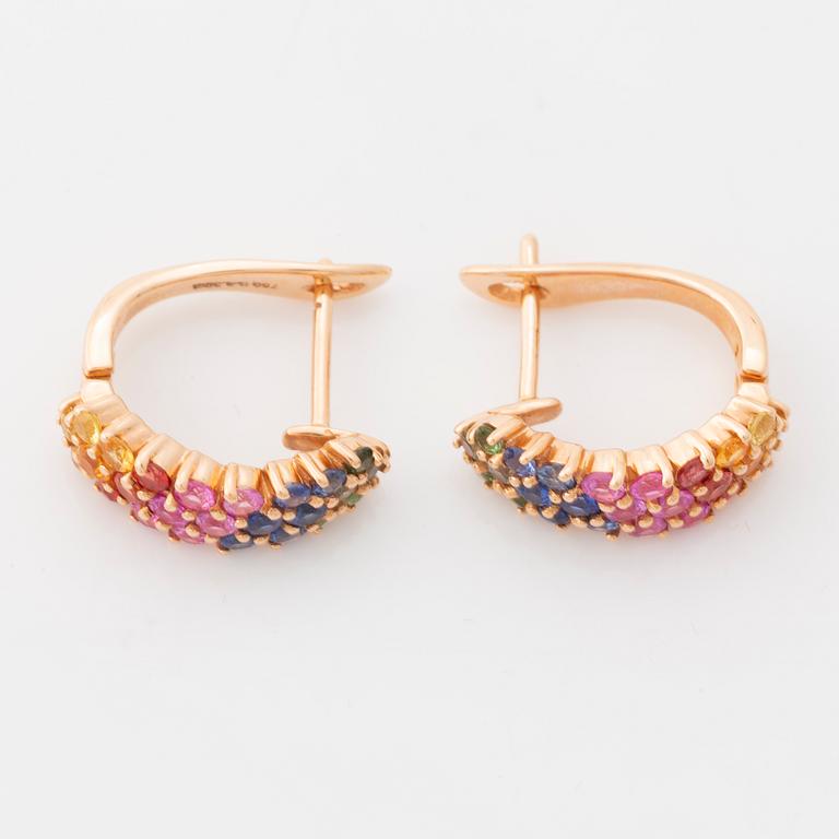 Multi coloured sapphire earrings.