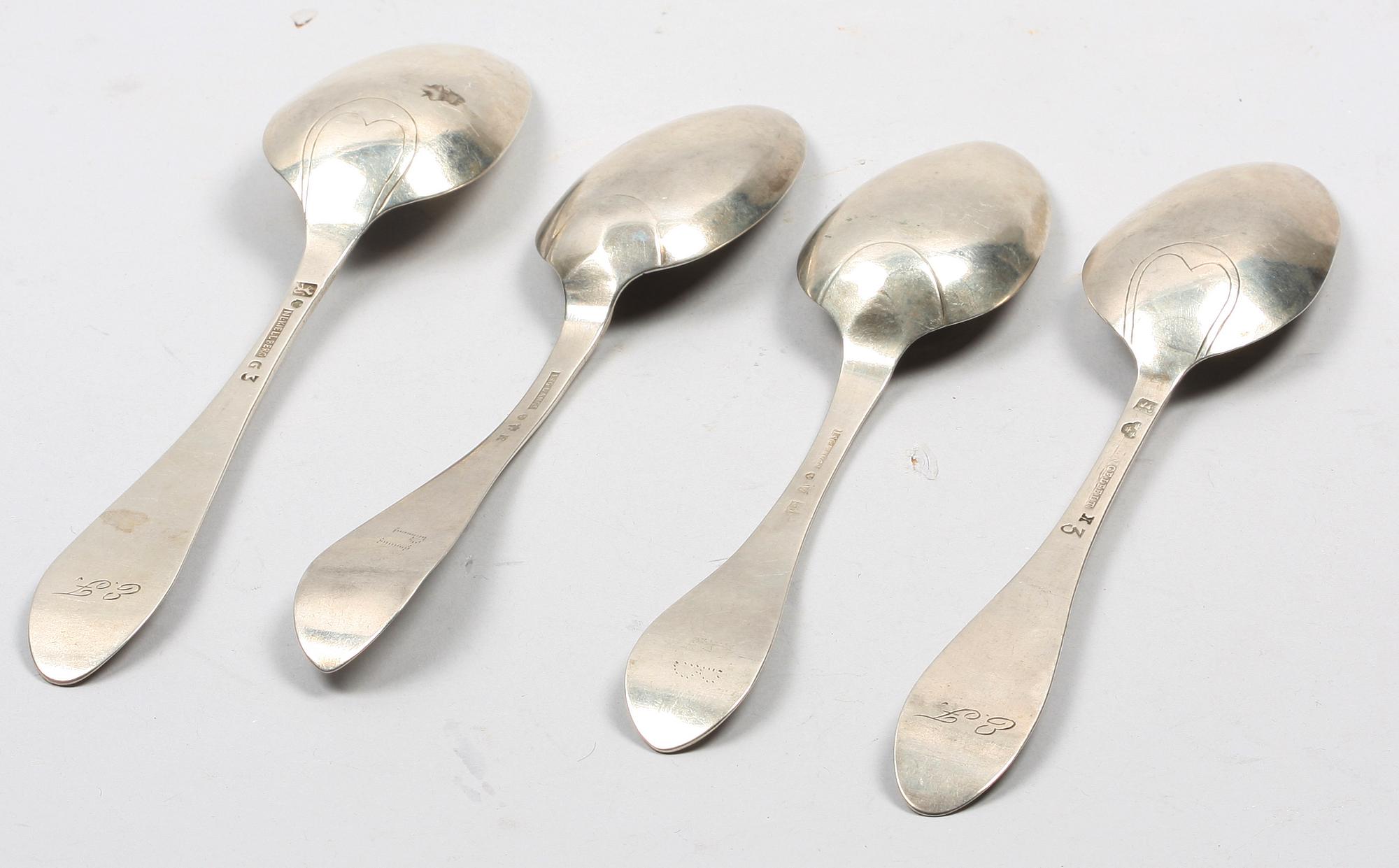 MATSKEDAR, 4 st olika, bla Johan SG Lange, Växjö. 1700/1800-tal.