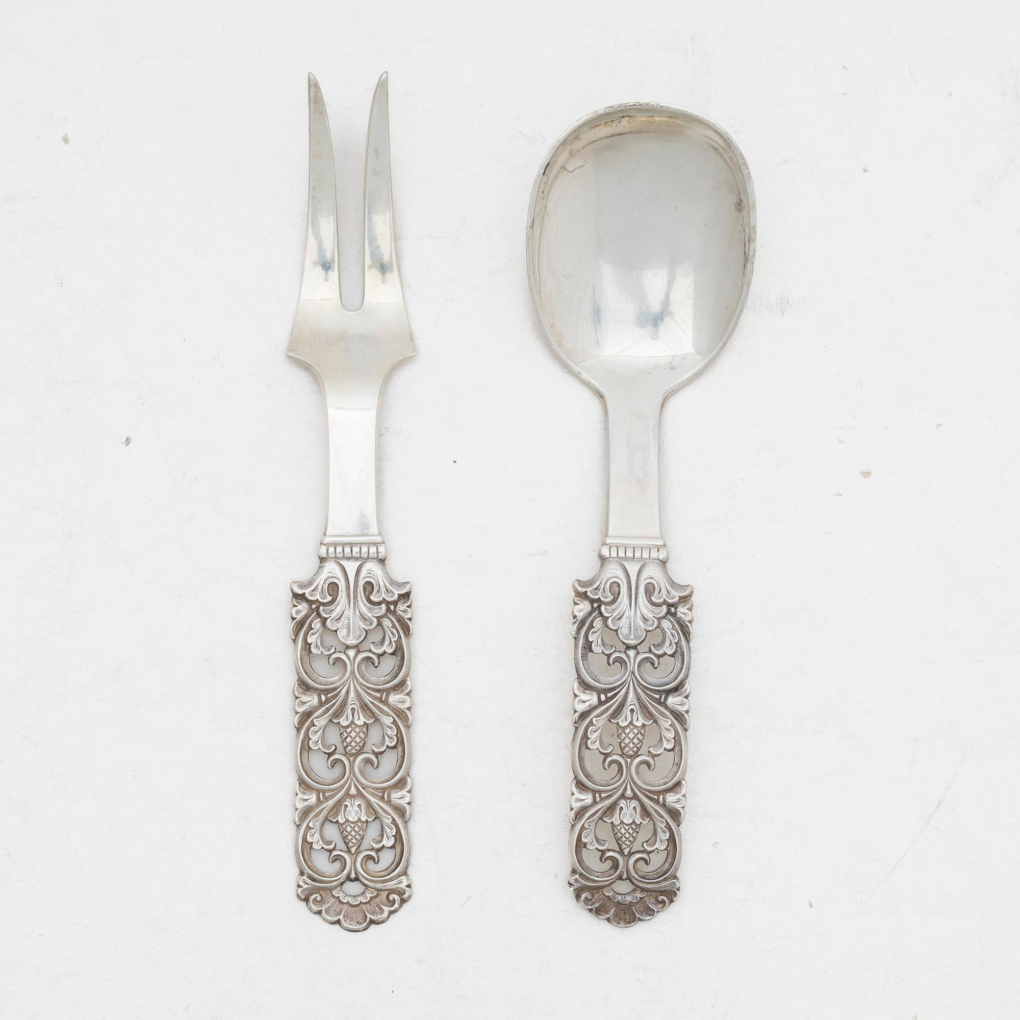 Brødrene Lohne, serveringsbestick, ett par, silver, Bergen, Norge, 1900-talets mitt.