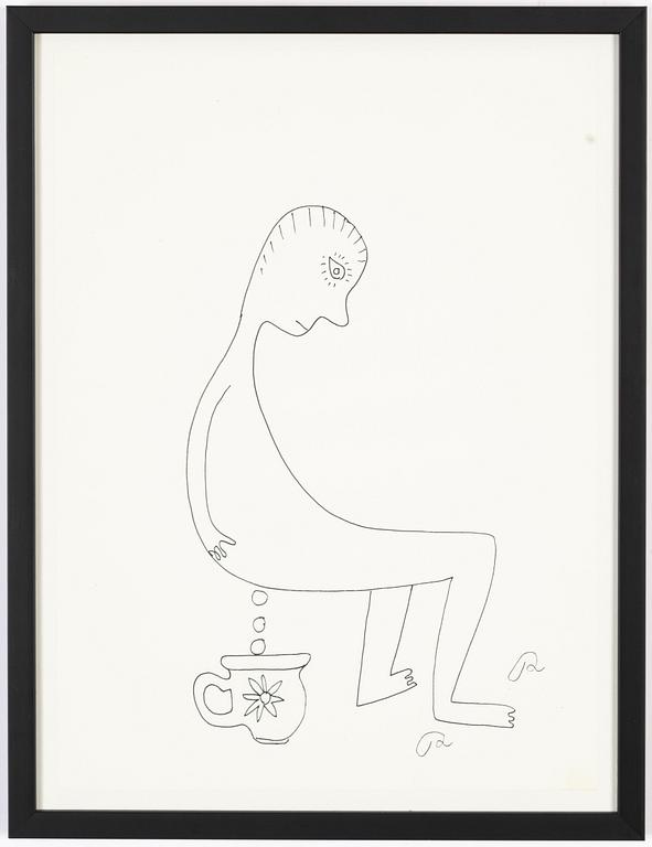 Roger Risberg, indian ink drawing, signed. Executed in 2008.