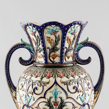 A Rörstrand vase in majolica, made around year 1900.