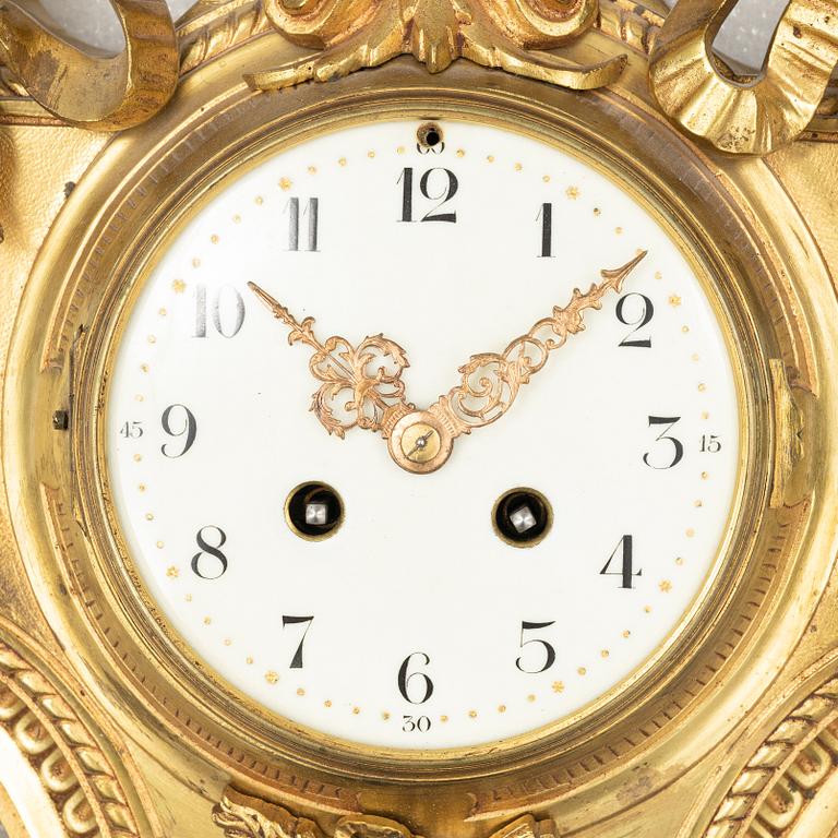 A bronze Louis XVI style wall clock, Japy Frères, France, circa 1900.