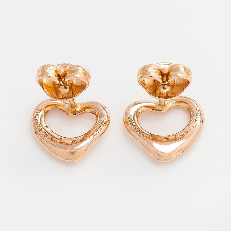 Tiffany & Co, Elsa Peretti, a pair of 18K gold 'Open Heart' earrings.