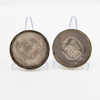 Snuff box lids 2 pcs silver Nordiska Affineriet Ana ab Helsingborg 1987.