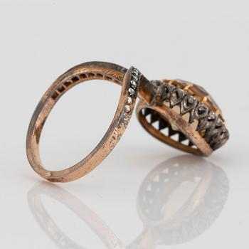 Fedor Lorie ring 14K guld och silver med en fasettslipad citrin.