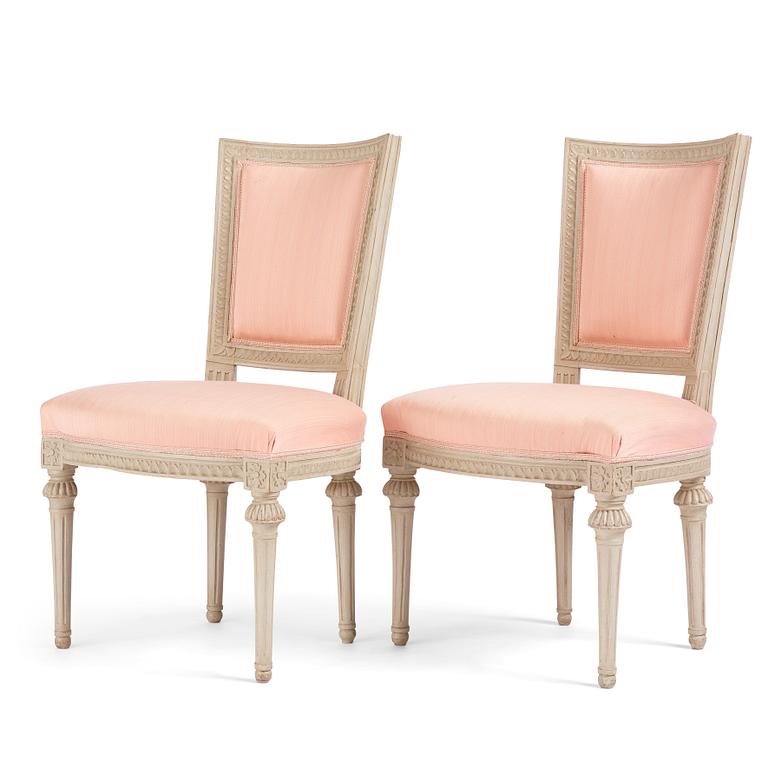 A pair of carved Gustavian chairs, late 18th century,