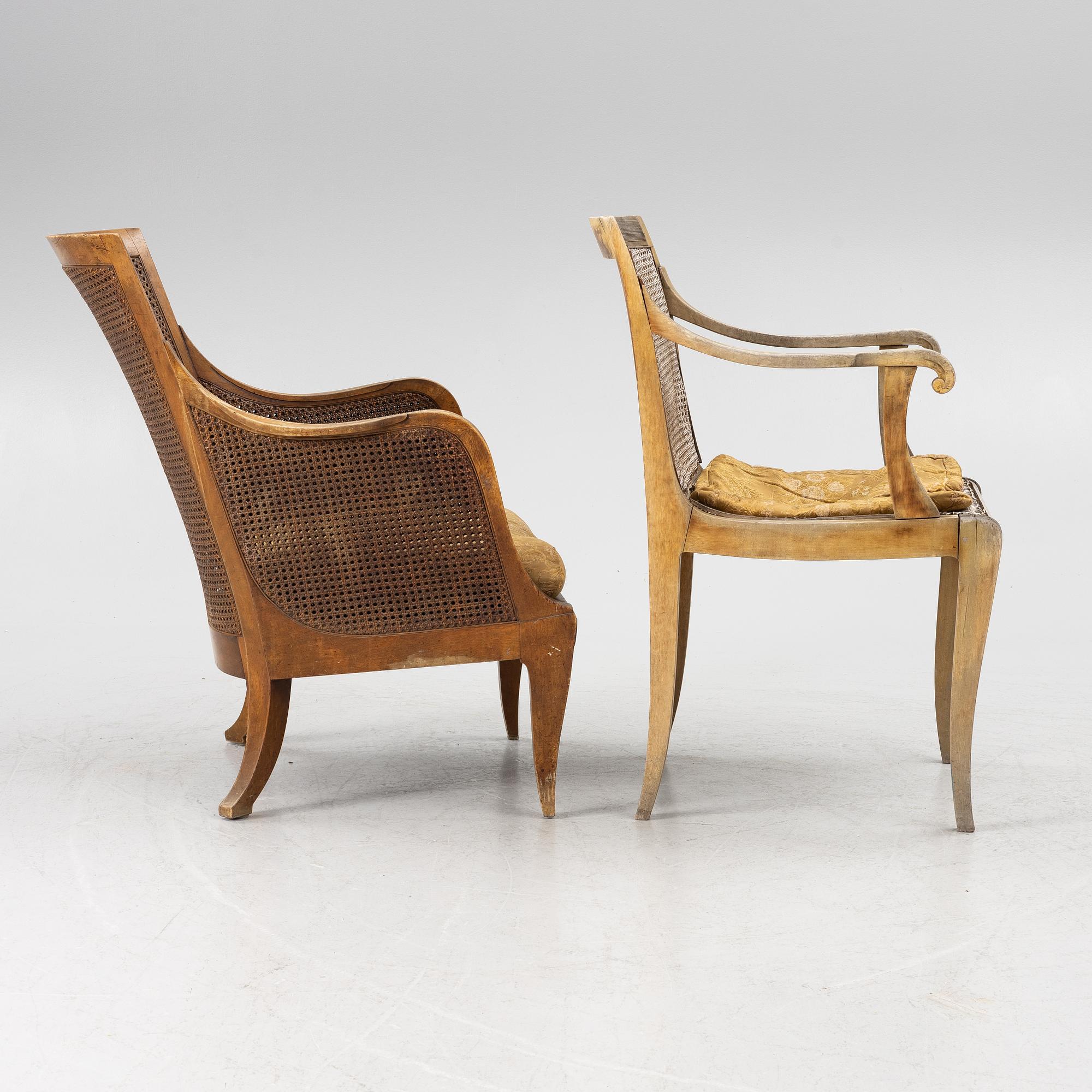 Carl Malmsten, a five piece furniture group, Nordiska Kompaniet, late 1920s.