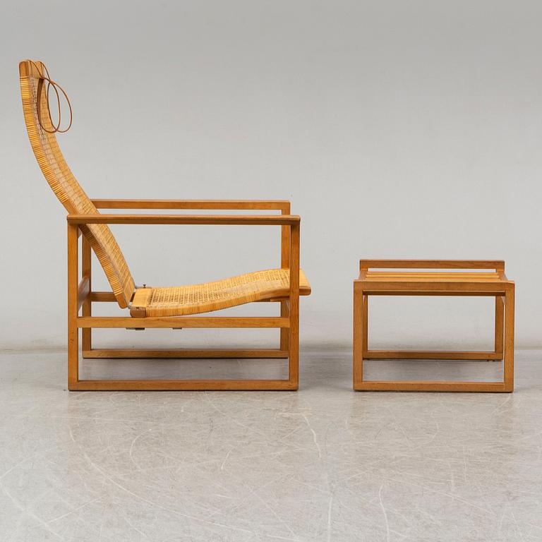 BØRGE MOGENSEN, easy chair and ottoman, "Highback Easy Chair"/"Släden", model 2254, Fredericia Stolefabrik, Denmark.