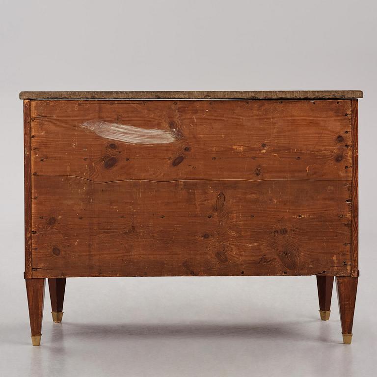 A late Gustavian mahogany commode, Stockholm, late 18th century.