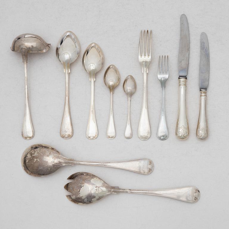 Guldsmedsaktiebolaget (GAB), A Swedish silver cutlery set, 'Gammal fransk' pattern, including with year mark Eskilstuna 1983 (89 pieces).