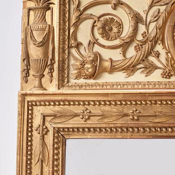 A large late Gustavian mirror, late 18th century attributed to P Ljung.